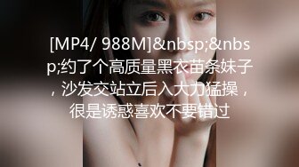 [MP4/ 988M]&nbsp;&nbsp;约了个高质量黑衣苗条妹子，沙发交站立后入大力猛操，很是诱惑喜欢不要错过