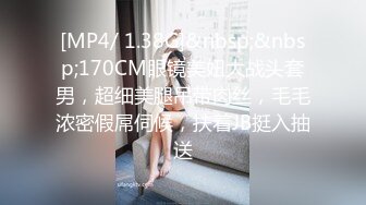 [MP4/ 1.38G]&nbsp;&nbsp;170CM眼镜美妞大战头套男，超细美腿吊带肉丝，毛毛浓密假屌伺候，扶着JB挺入抽送